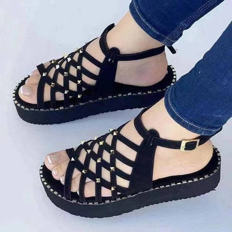 Qengg Fashion Women Sandals Ankle Strap Casual Comfortable Outdoor Summer Plus Size Shoes Sandalias De Las Mujeres