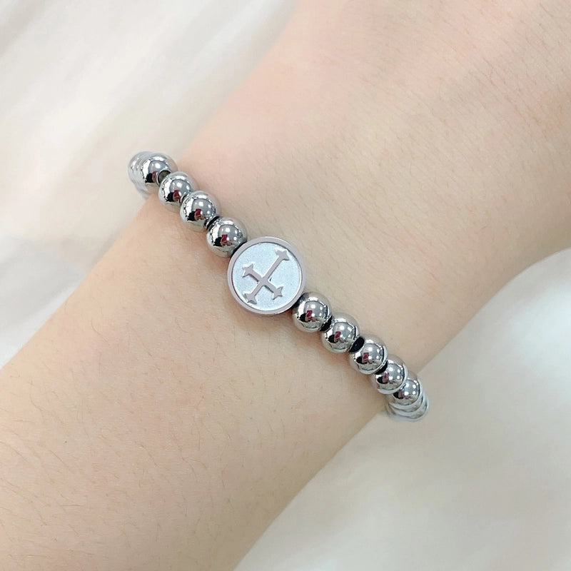 Minimalist Commute Cross 304 Stainless Steel Beaded Unisex Bracelets Men Beaded Bracelets