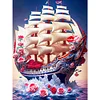 Diamond Painting -DIY Round Drill Red Rose Ship