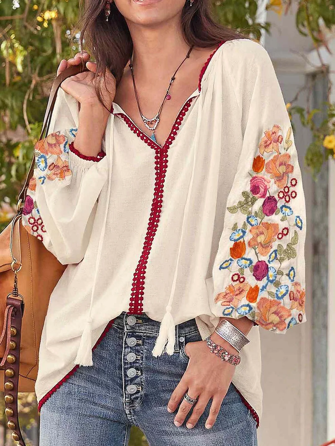 Long Sleeve Sexy Floral Tops
