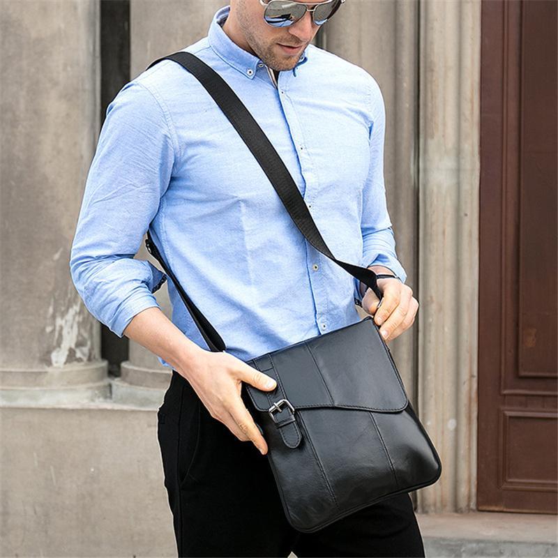 Mens Handy Large Capacity Casual Durable Leather Crossbody Bag