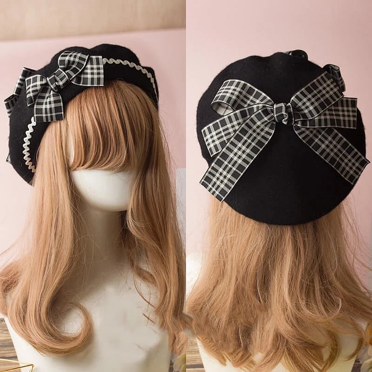 Lolita Berets Bow Plaids Stripe Sailor Cap