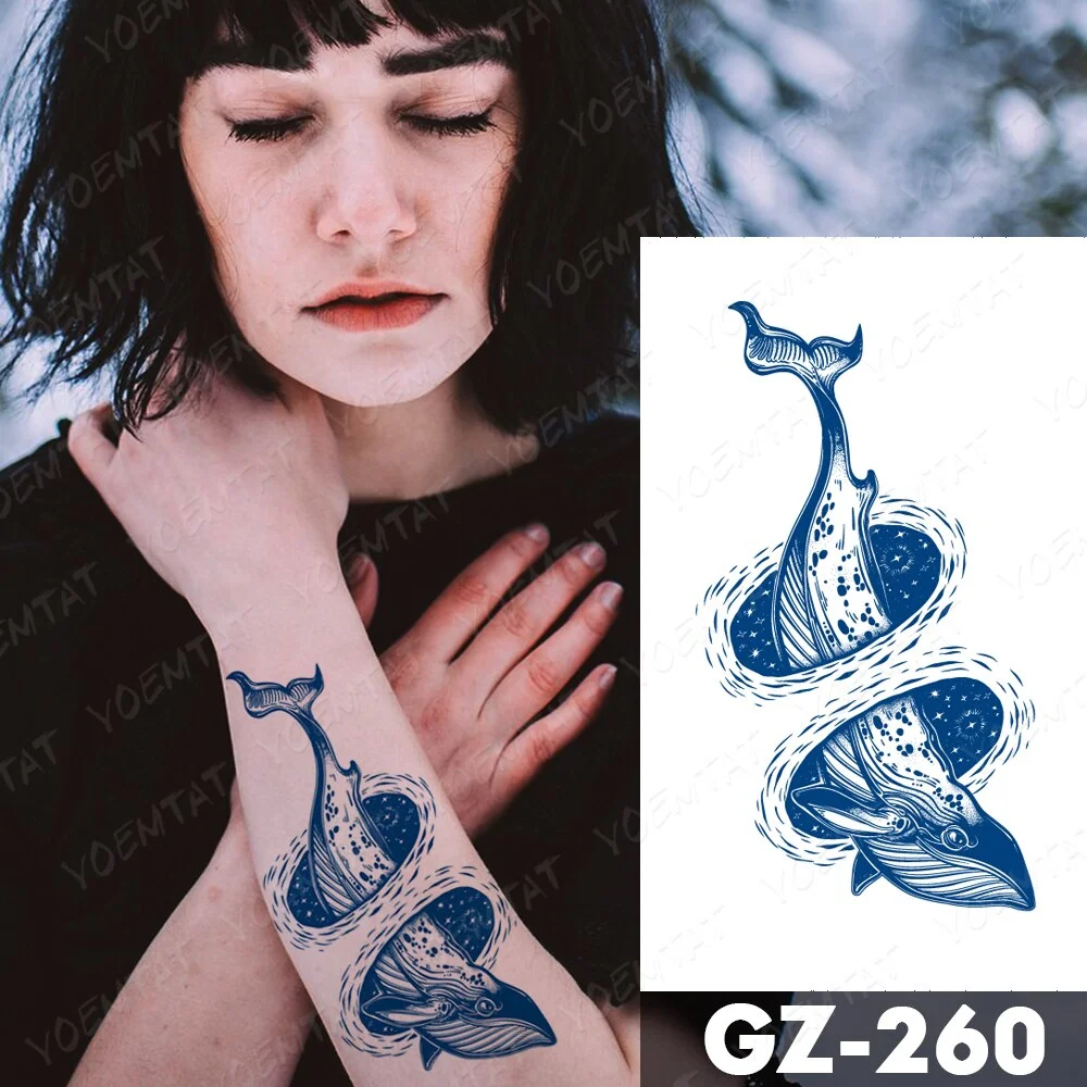 Sdrawing Juice Lasting Ink Waterproof Temporary Tattoo Sticker Genipin Herbal Tatoo Women Body Art Fake Tatto Snake Flower