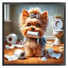 Toilet Puppy-11CT Stamped Cross Stitch 40*40cm/15.75*15.75in tapestrymarket