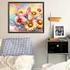 Diamond Painting-DIY Full Round Drill Pearl Daisy Butterfly(35*30CM）