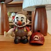 Handmade solid wood inlaid Mario creative figurine, cartoon character desktop decoration gift