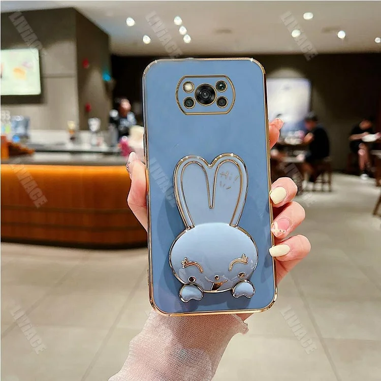 Cute Rabbit Phone Holder Case on For  Xiaomi Mi Poco X3 Pro Nfc X4 X5 M3 M5 M4 Pro 4G 5G M3 F3 F4 GT C40 X2 Poco x 3 Stand Cover