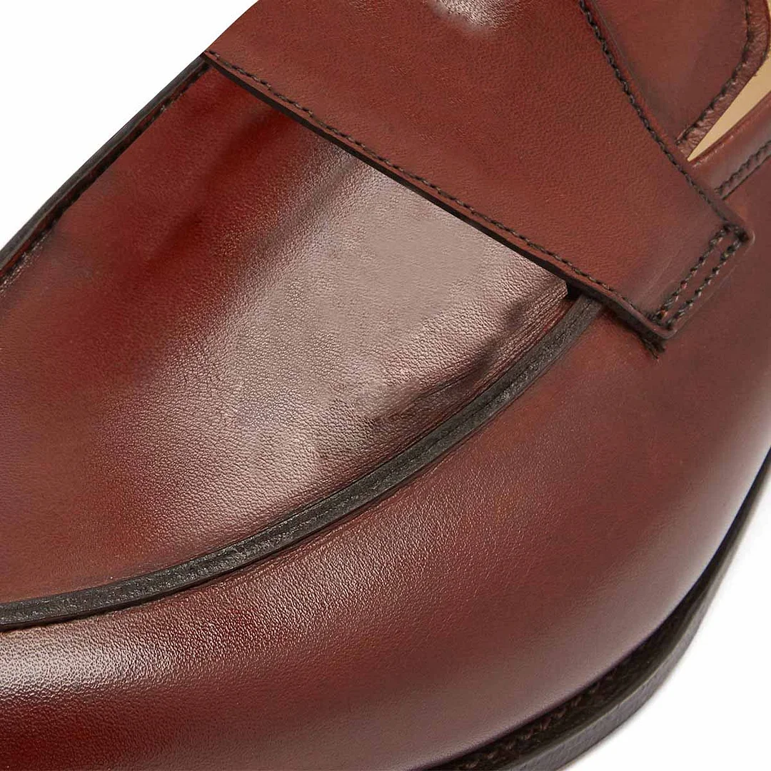 Classic Vegan Leather Brown Closed Toe Flat Loafer Shoes Women