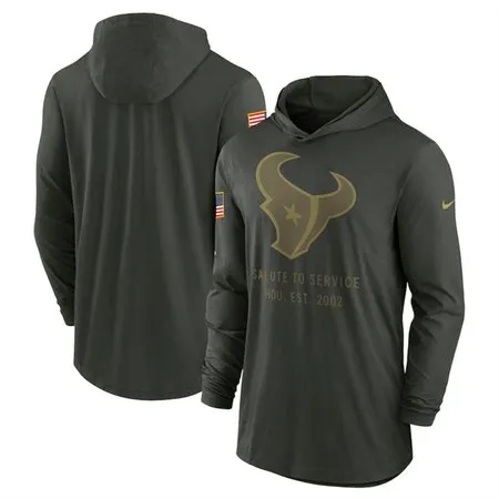 Men's Houston Texans Forest Green 2025 Salute to Service Sideline Dri-FIT Lightweight Pullover Hoodie