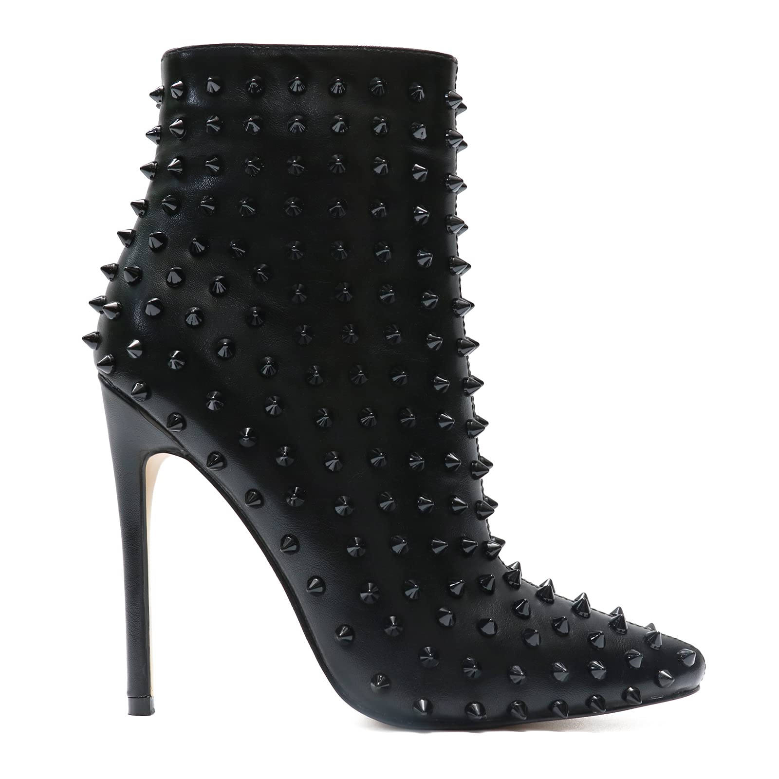 4.72" Women's Ankle Boots with Rivets Closed Pointed Toe Stilettos Boots-vocosishoes