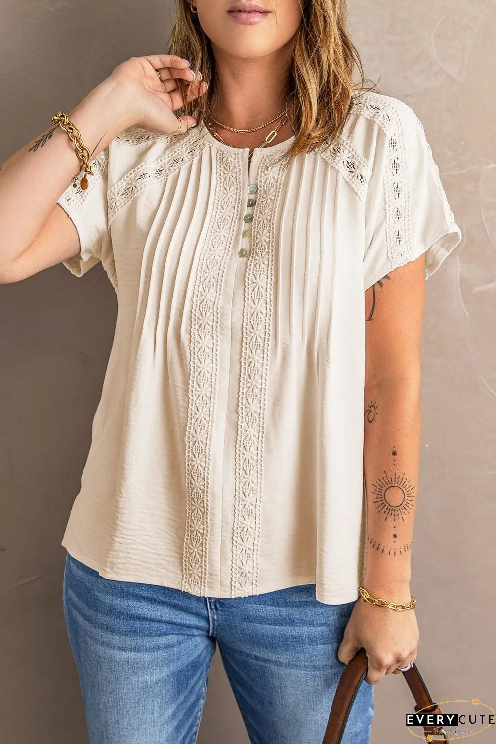 White Eyelet Jumpsuit with Pockets