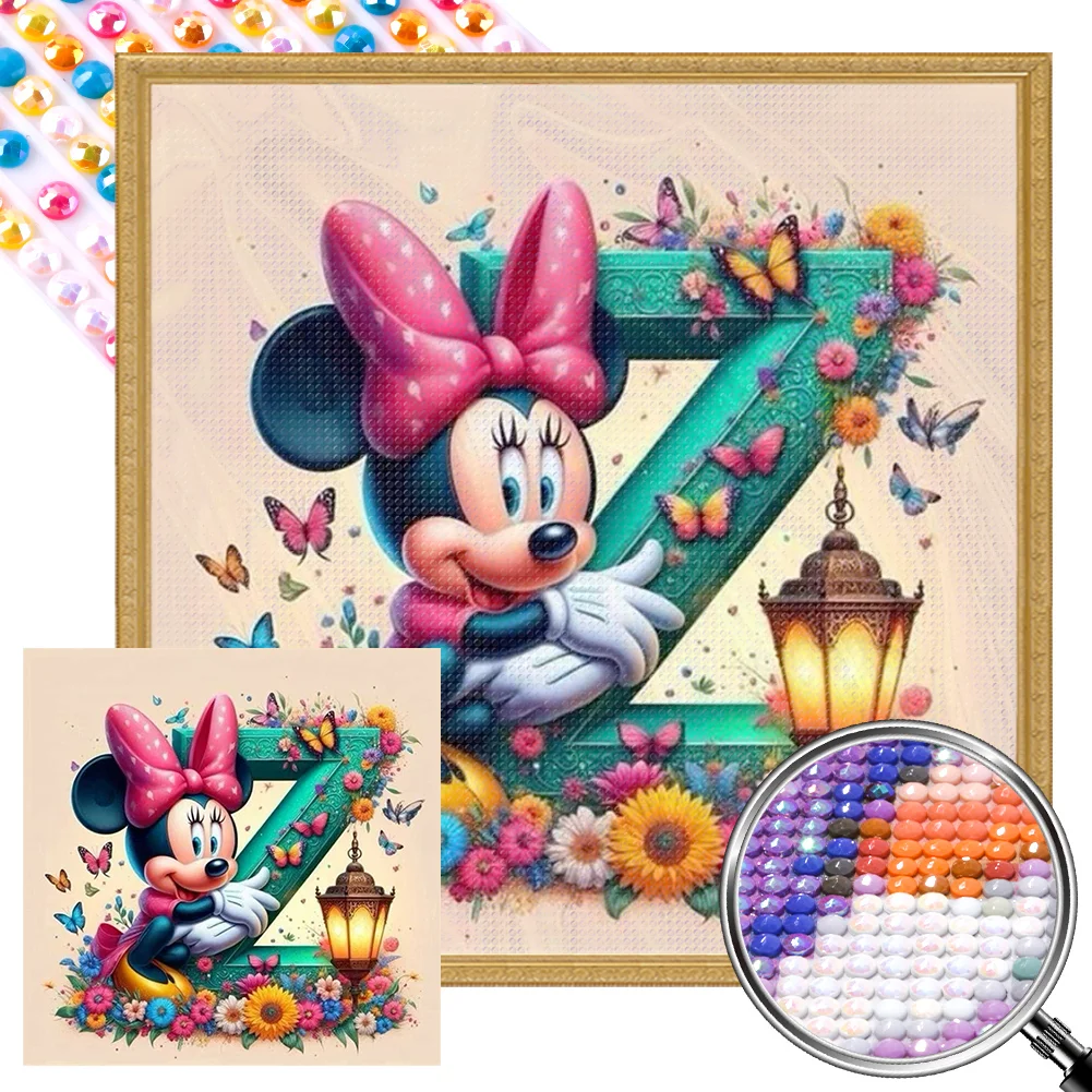 Partial AB Diamond Painting - Full Round Drill - Mickey Minnie Letters(Canvas|35*35cm)