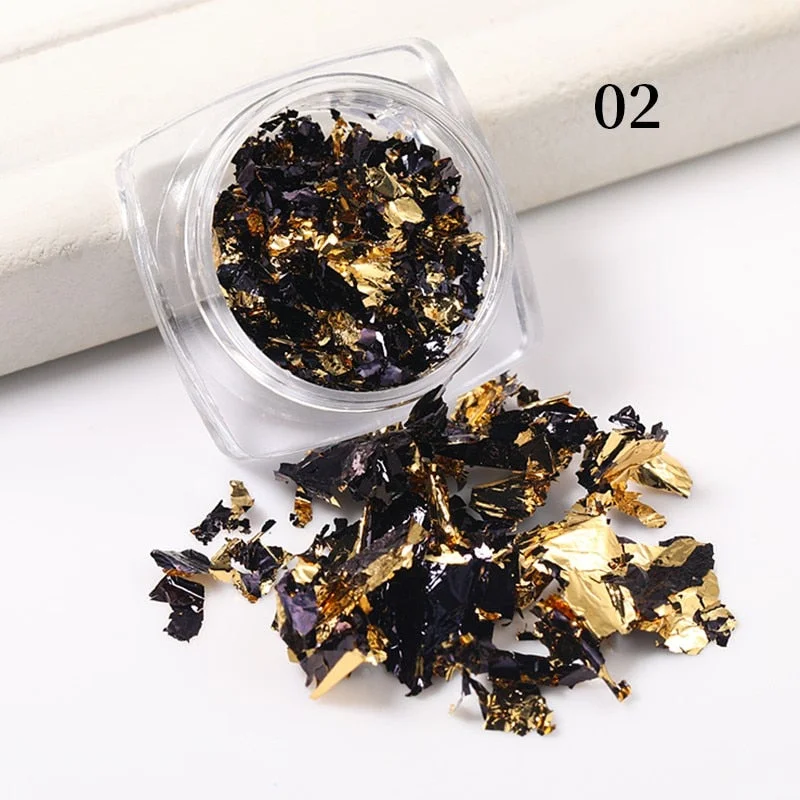 Aluminum Foil Sequins For Nails Gold Silver Irregular Glitter Flakes Mirror Chrome Powder Manicures Winter Decorations Tools