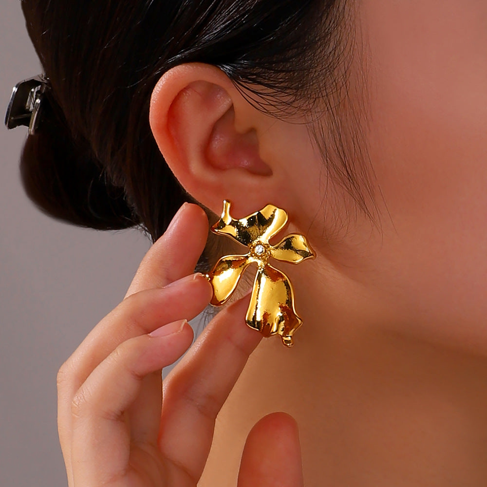 IG Style Butterfly Irregular Geometric Stainless Steel Electroplating Earrings