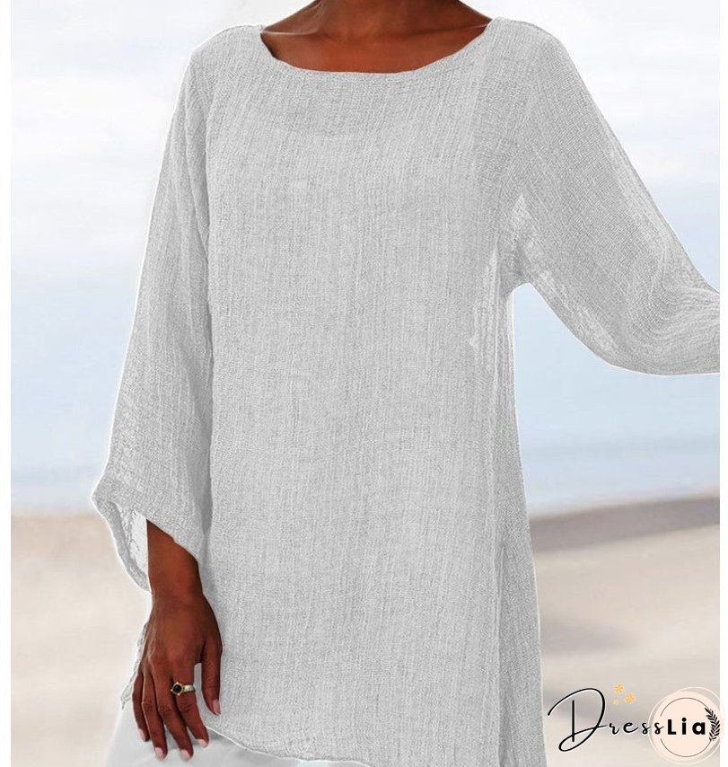 Women's Solid Color Versatile Casual Irregular Long Blouses