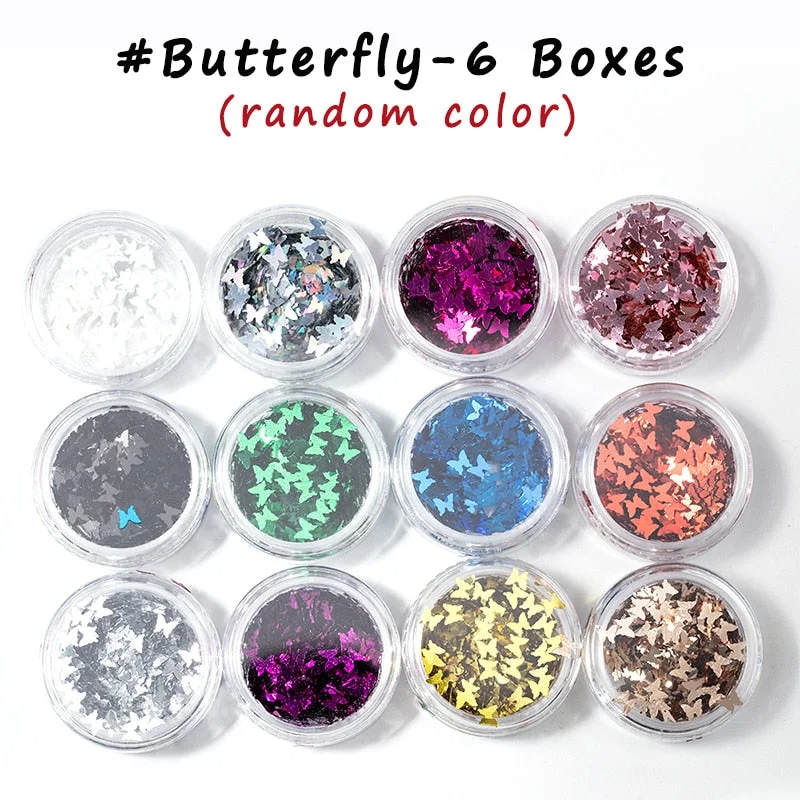1 Sets Fashion Beautiful 3D Laser Butterfly Sequins Nail Art Flakes Glitter Foil Decoration New Nails Accessories Ongle Charms