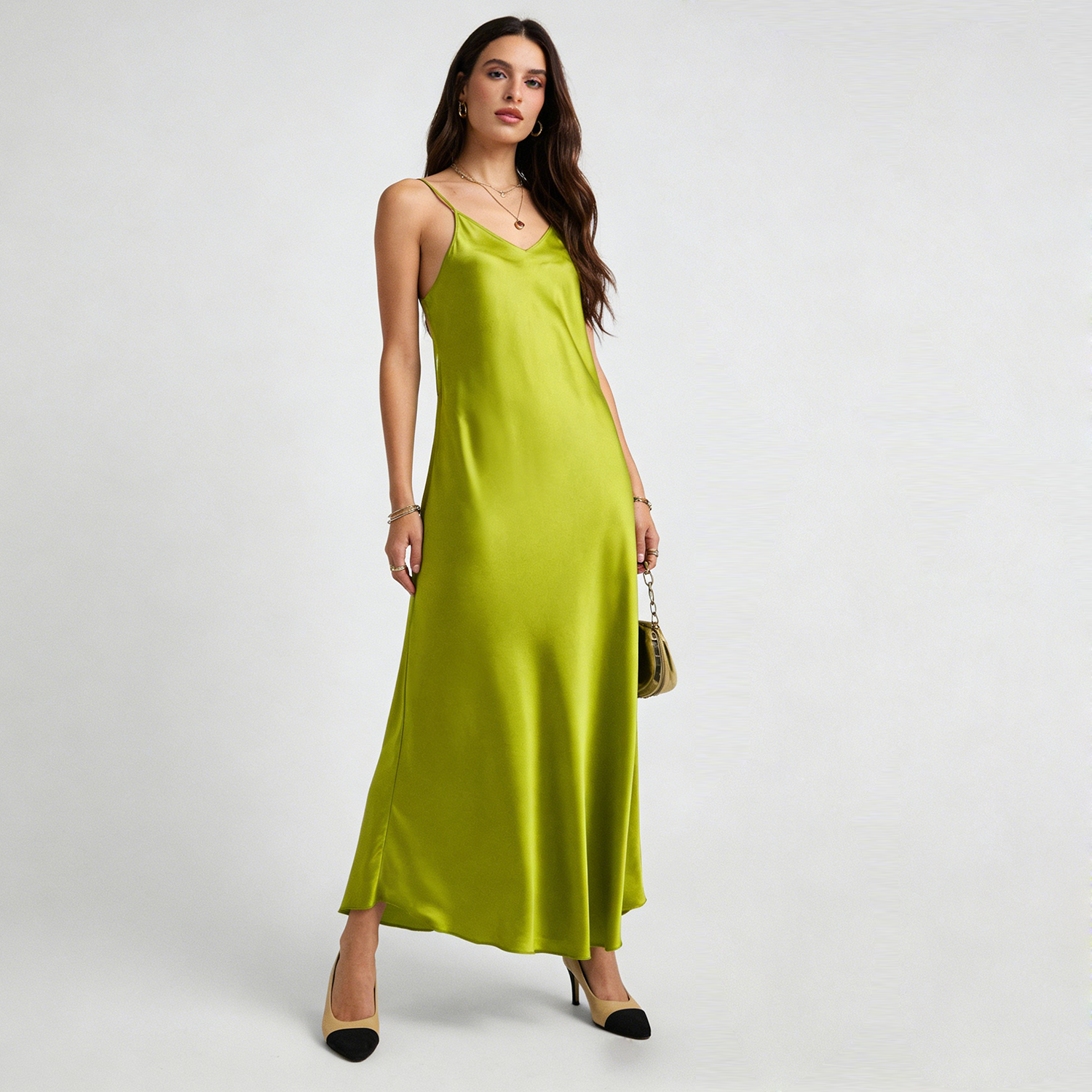 Silk Dress V-Neck Camisole Maxi Style REAL SILK LIFE