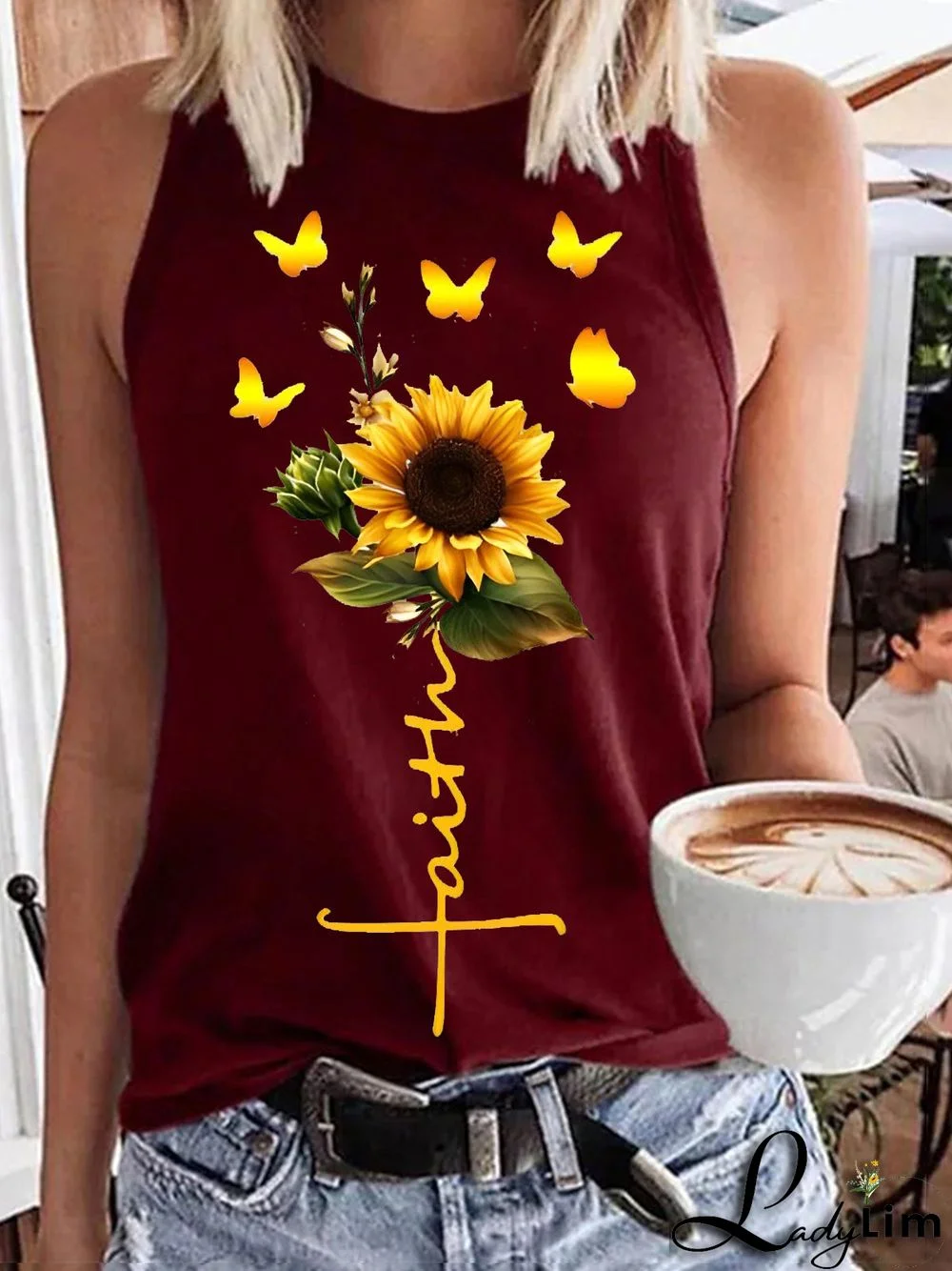 Women's Sunflower Faith Print Vest