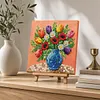 DIY Pre-Framed Flower Vase Button Art Canvas Kit