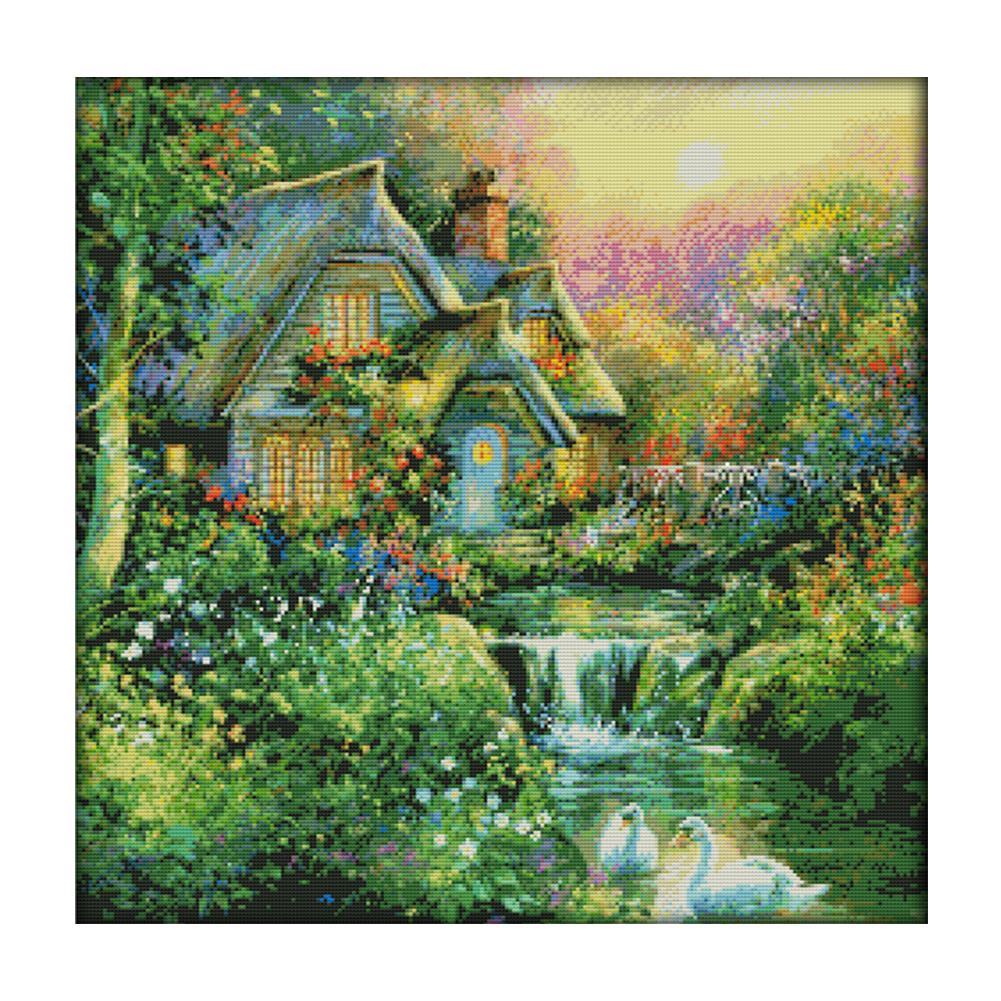 

Country House - 14CT Stamped Cross Stitch - 52*52cm, 501 Original