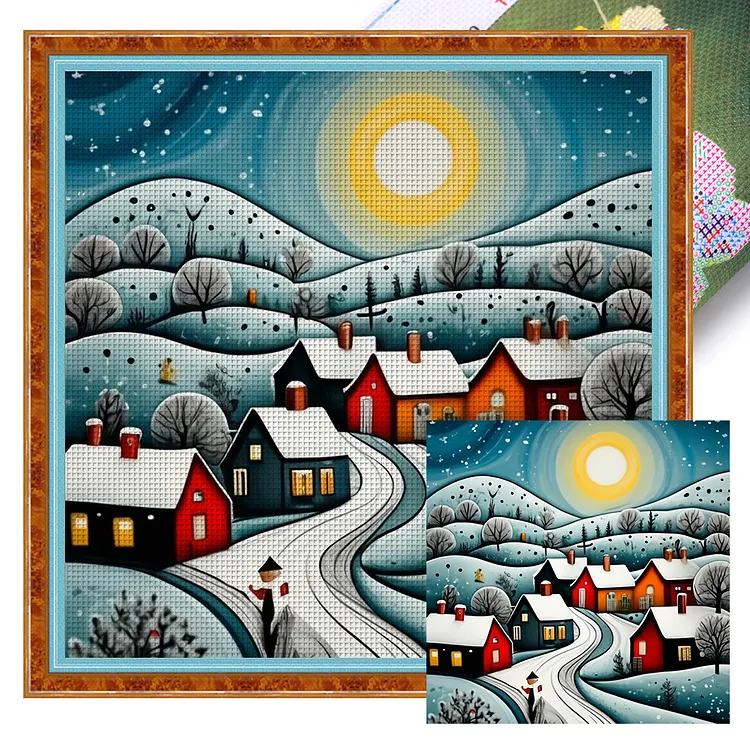 Colorful Houses 14CT (40*40CM) Stamped Cross Stitch gbfke