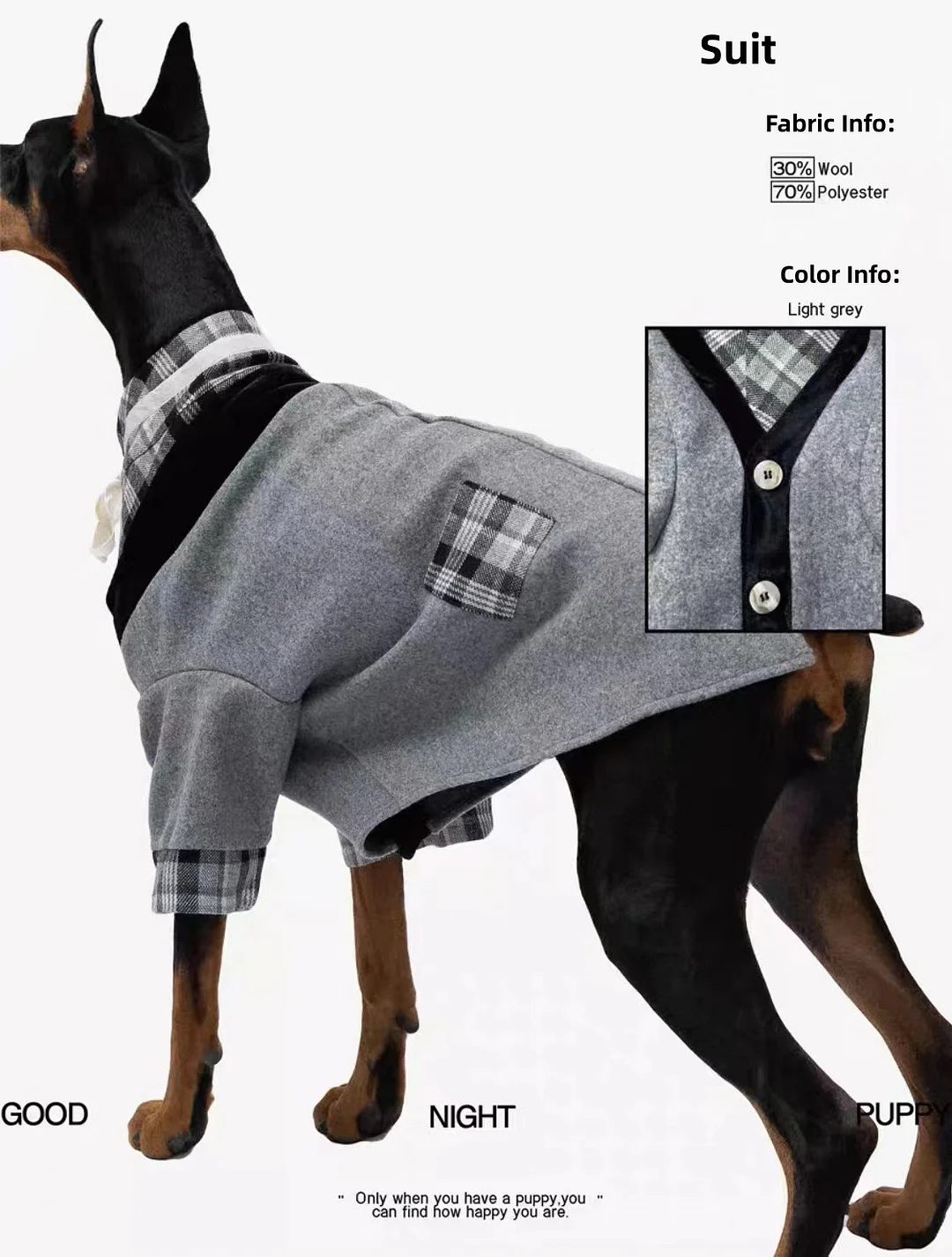Dog Suit Gray Plaid roarxlpet