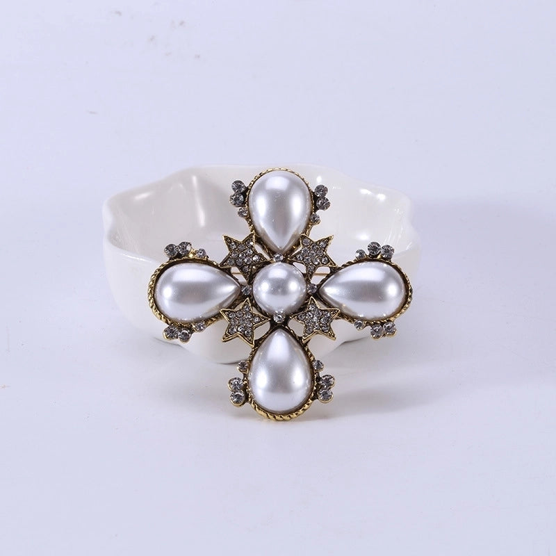 Pin Pearl Alloy Inlay Rhinestones Women’s Brooches