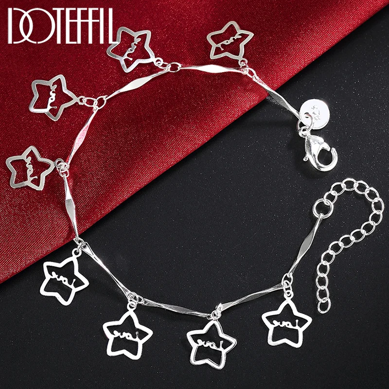 DOTEFFIL 925 Sterling Silver Star Pendant Bracelet For Women Jewelry