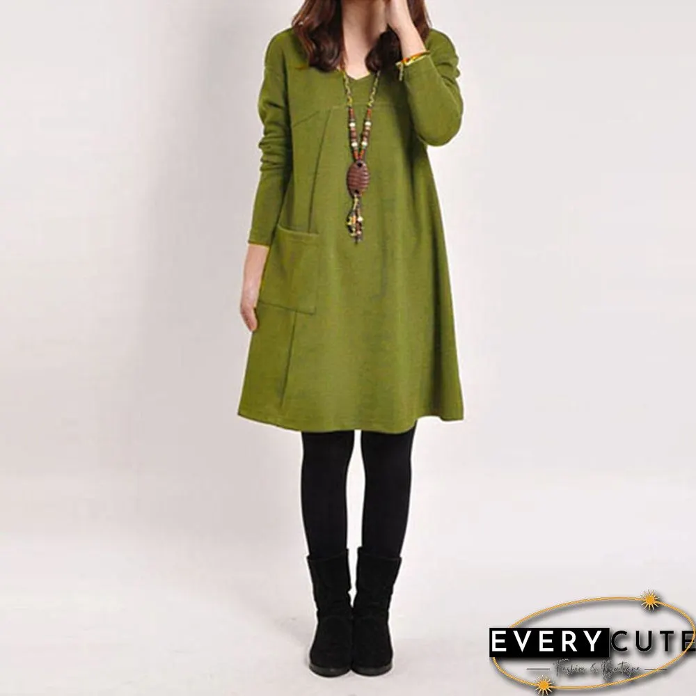 New Fashions Womens Loose Long Sleeve Top Blouse T-Shirt Tunic Mini Maxi Dress Kaftan