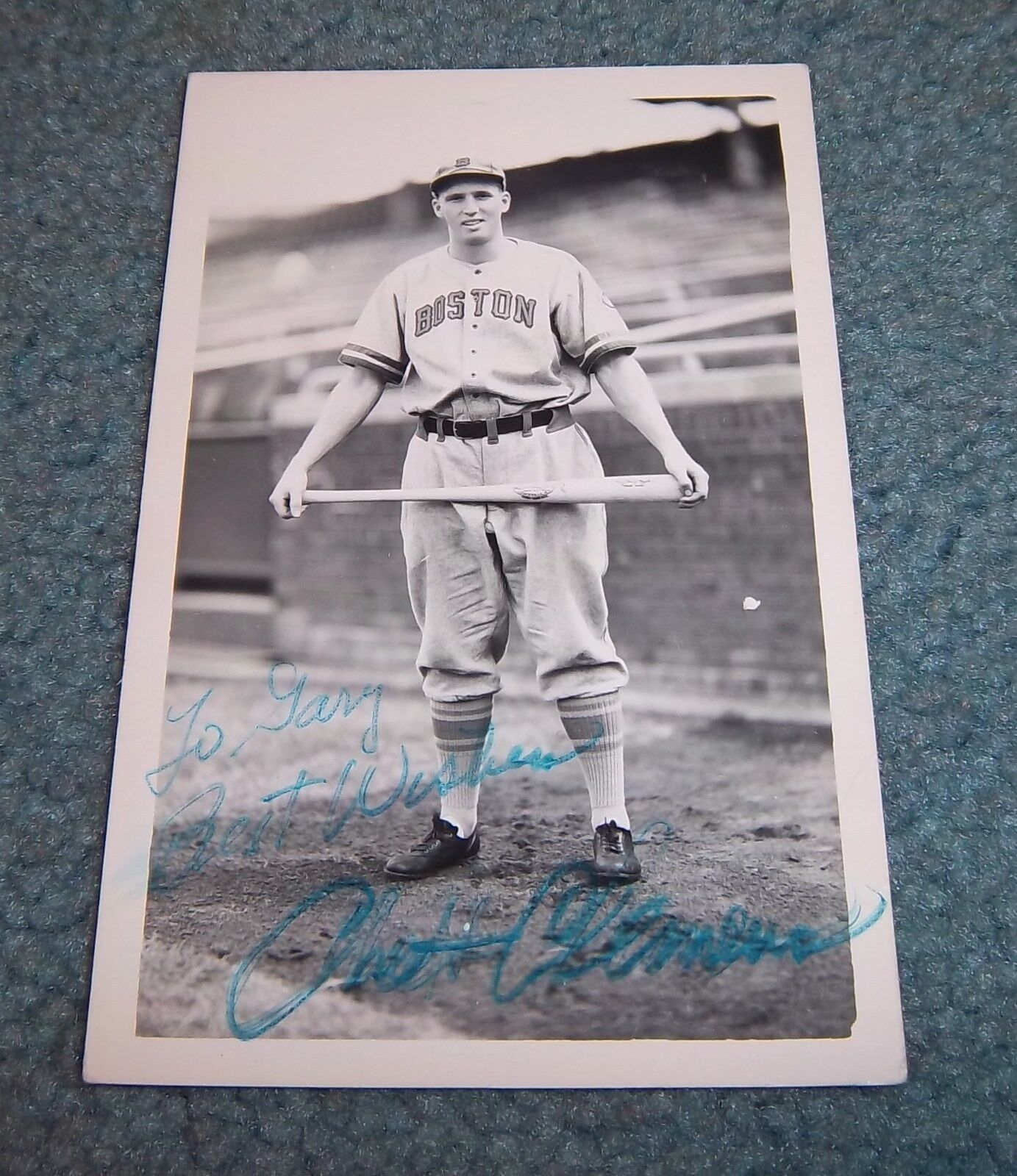 Boston Braves Bees Chet Clemens Signed Autographed Photo Poster painting Post Card Rare