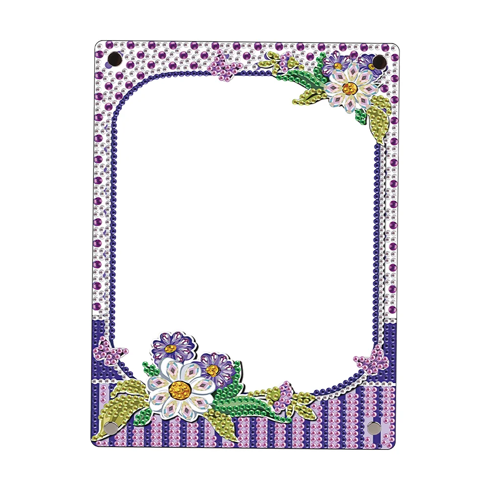 5D DIY Flower Purple Floral Special Shape Diamond Painting Photo Frame Home Decor