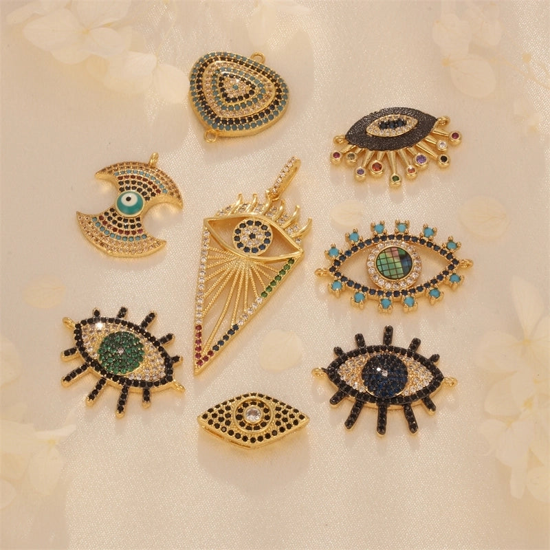 1 Piece 20*50mm 21*11mm 27*23mm Copper Zircon 18K Gold Plated Devil's Eye Pendant