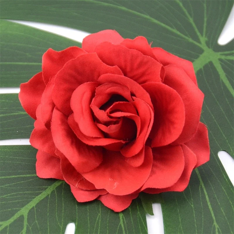 10pcs Large 10cm Artificial Rose Silk Flower Heads For Wedding Decoration DIY Scrapbooking Wreath Gift Box Craft Fake Flowers