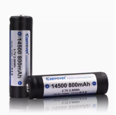 KeepPower 14500 800mAh 3.7V 2.96Wh Protected Button Top Rechargeable Battery (pack of 2)