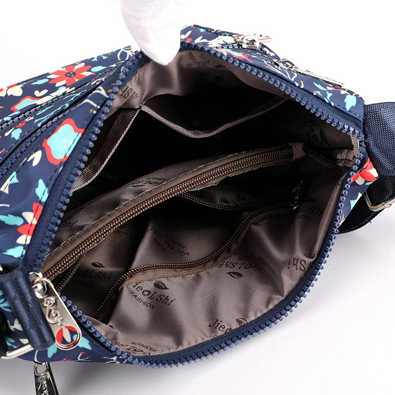 Women’s Bag Spring New Women’s Shoulder Messenger Bag Multi-layer Printed Nylon Cloth Bag Casual Bag