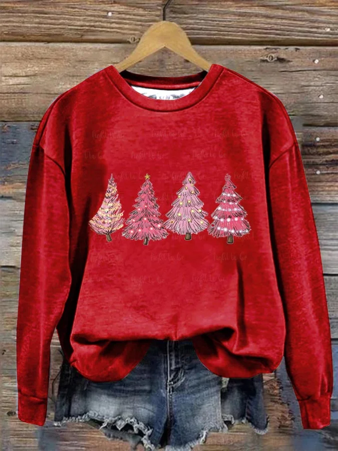 Christmas Tree Loose Crew Neck Sweatshirt