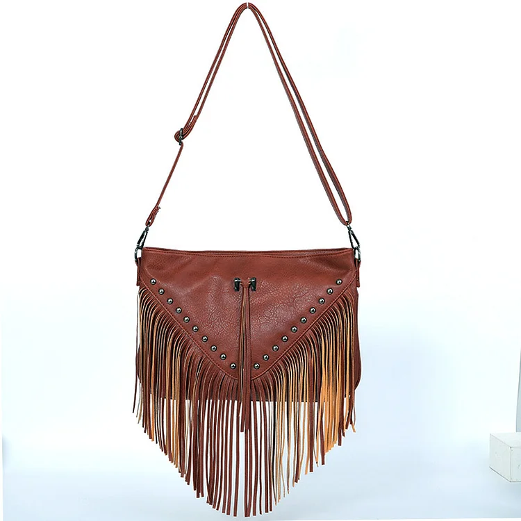 Western Boho Studded Tassel Bag