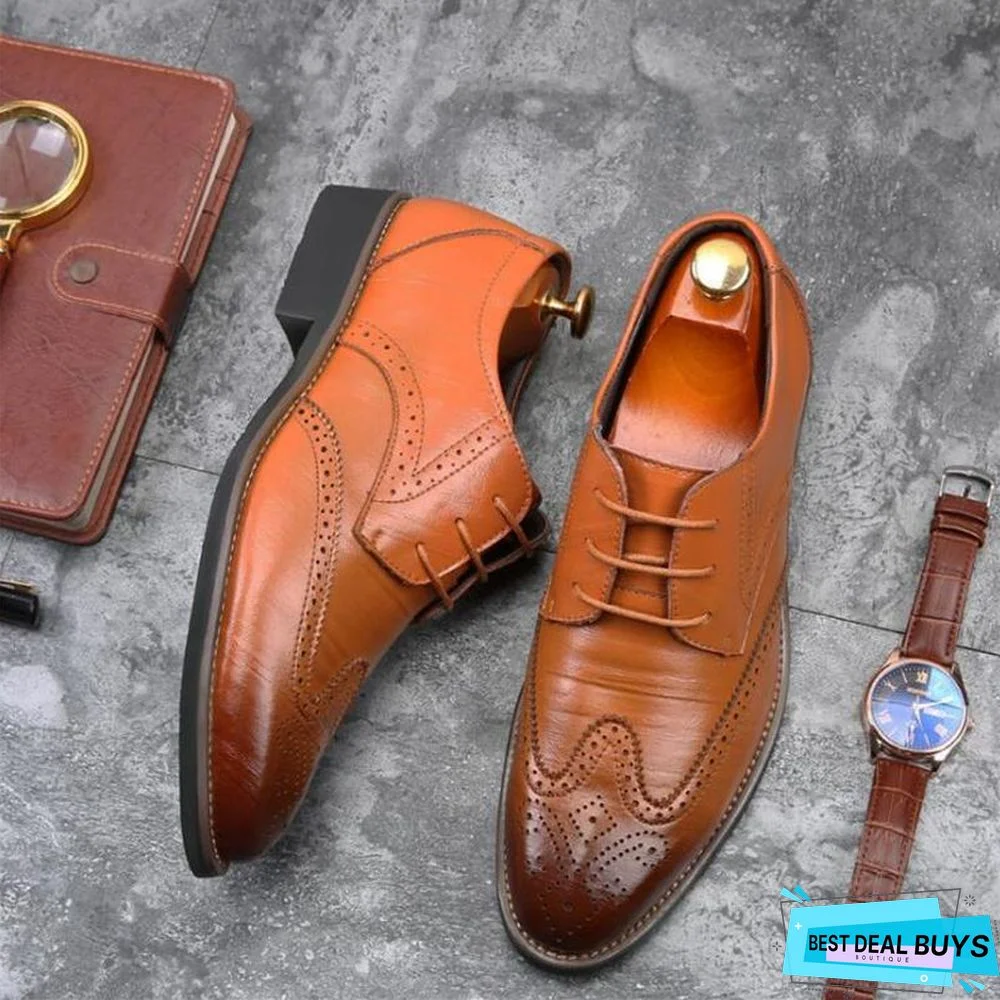 Men Fashion Flat Casual Shoes Leather Oxfords Shoes