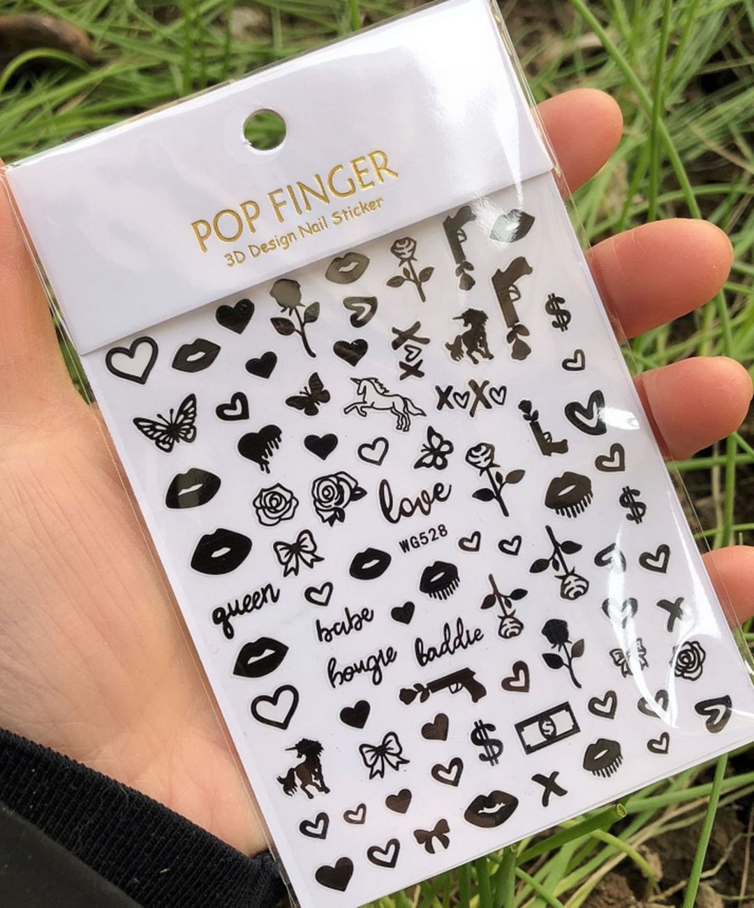 3D Nail Stickers Slider Decals New Arrival Black White Weed Dice Guns Pattern Manicure Decals DIY Nail Art Decoration Accessorie