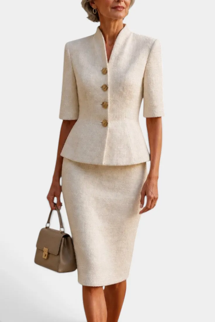 Structured Peplum Jacket with Pencil Skirt Set