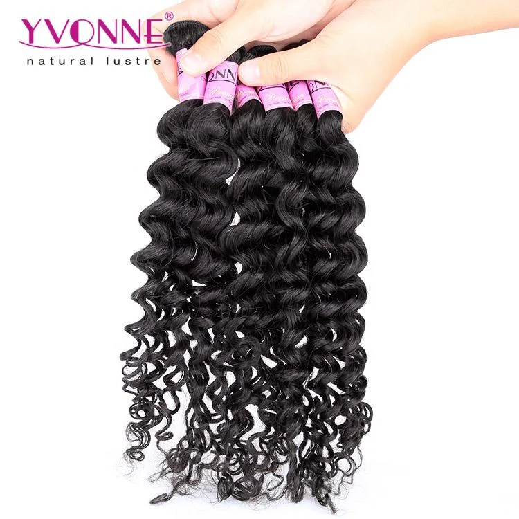 Yvonne Hair Sample Deep Wave Virgin Hair Weaving,Natural Color 12inch 12g/bundle 