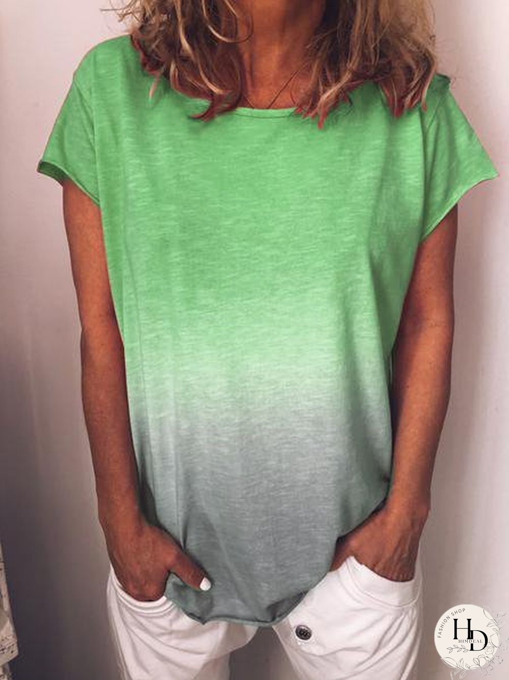 Women Cotton Crew Neck Plus Size Casual Short Sleeve T-shirt