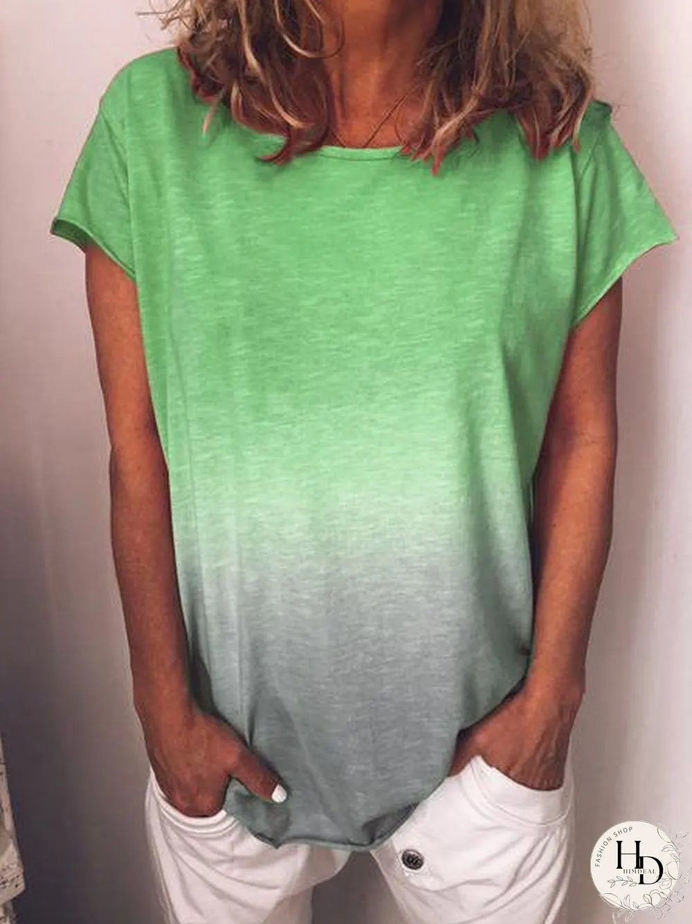 Women Cotton Crew Neck Plus Size Casual Short Sleeve T-shirt