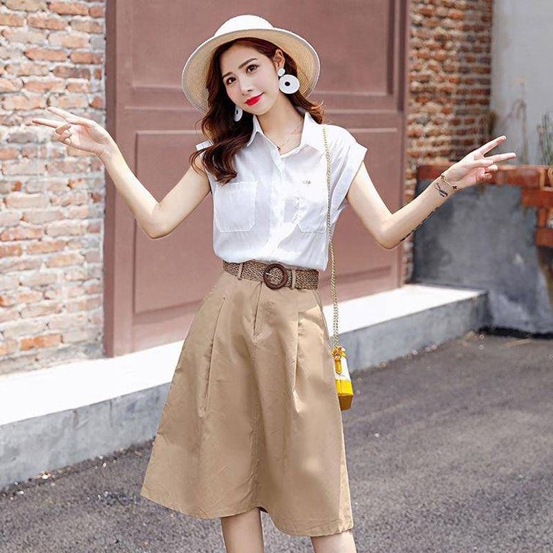 2020 Summer Blouse And Skirt Women Sets 2 Style Can Choose Female Sets