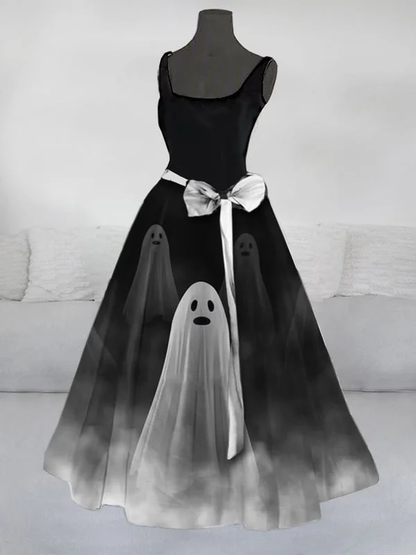 Women's Vintage Ghost Sleeveless Casual Dress socialshop