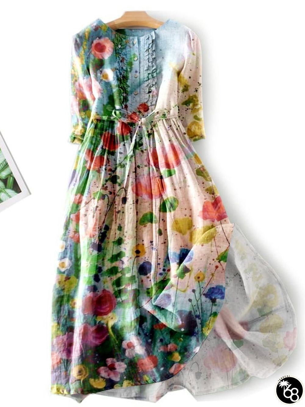 Stylish Elegant Oil Painting Floral Print Dress | 168DEAL