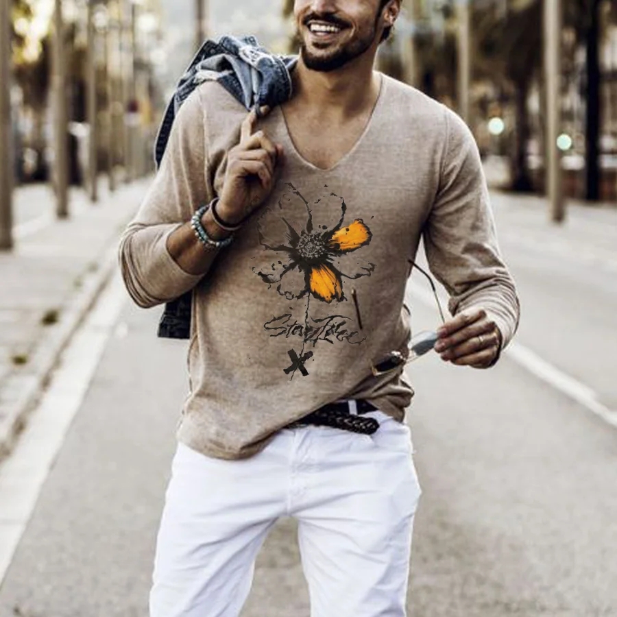Fashion Hugh print long sleeve T-shirt / [viawink] /