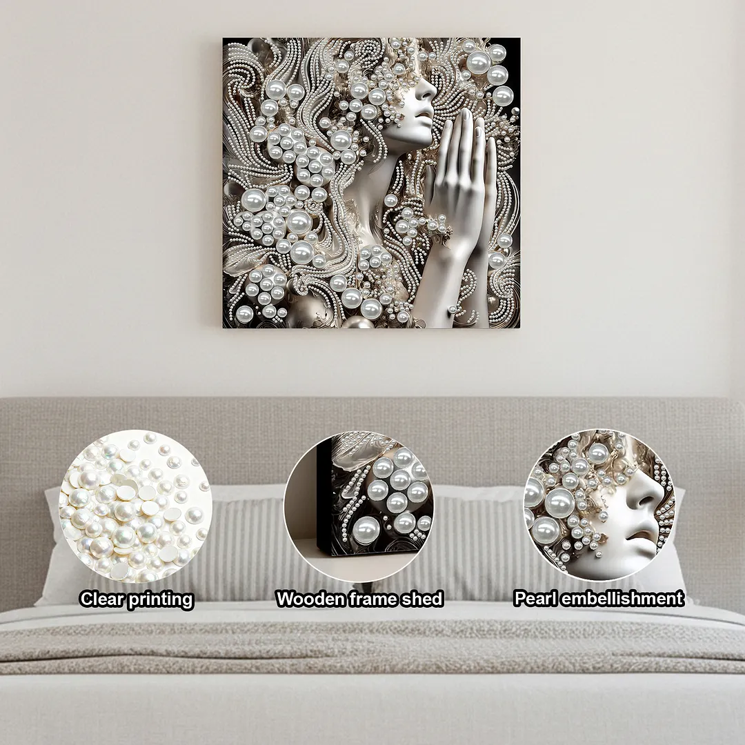 Pearl Praying Woman DIY Pearl Art Diamond Painting 30x30cm for Home Wall Decor