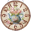 2D DIY Acrylic Blue Flower Diamond Painting Wall Clock Pendant w/ Clock Function