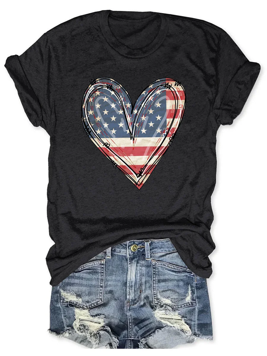 America Flag Heart T-shirt